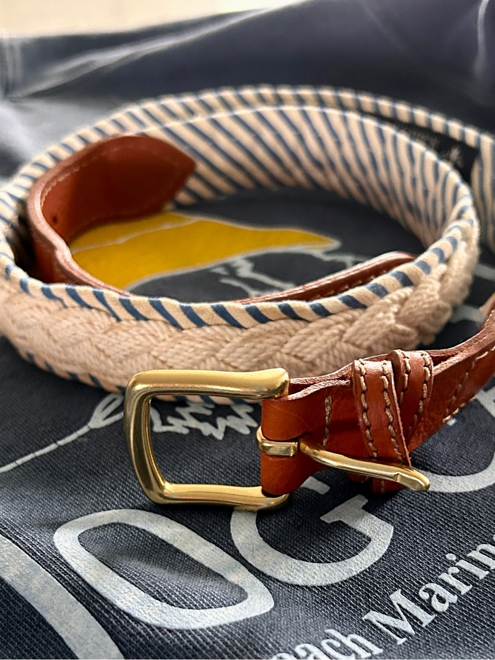 Kiel James Patrick for Brook Bros Braided Cotton and Leather Men’s Belt